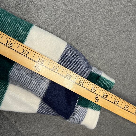 Denim & Co. Canyon Retreat Cozy Plaid Collared Button Front Shac Green X-Large - Picture 5 of 10